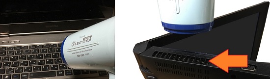 ドライヤーでPCを乾かす